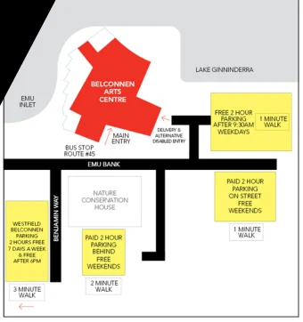 Graphic depicting parking locations for Belconnen Dance studio