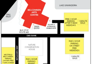 Graphic depicting parking locations for Belconnen Dance studio